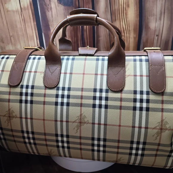 Burberry Haymarket Gentleman Doctor Style Boston Travel  Bag-Vintage EUC-COA - Picture 3 of 16